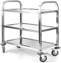 uyoyous 3-Tier Stainless Steel Serving Trolley with Brakes - 220lb Capacity