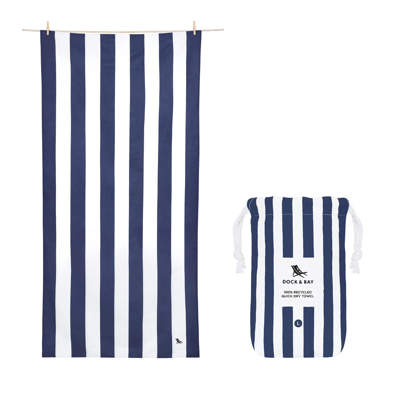 Dock & Bay Sand-Free Quick Dry Beach Towel | Whitsunday Blue | Large