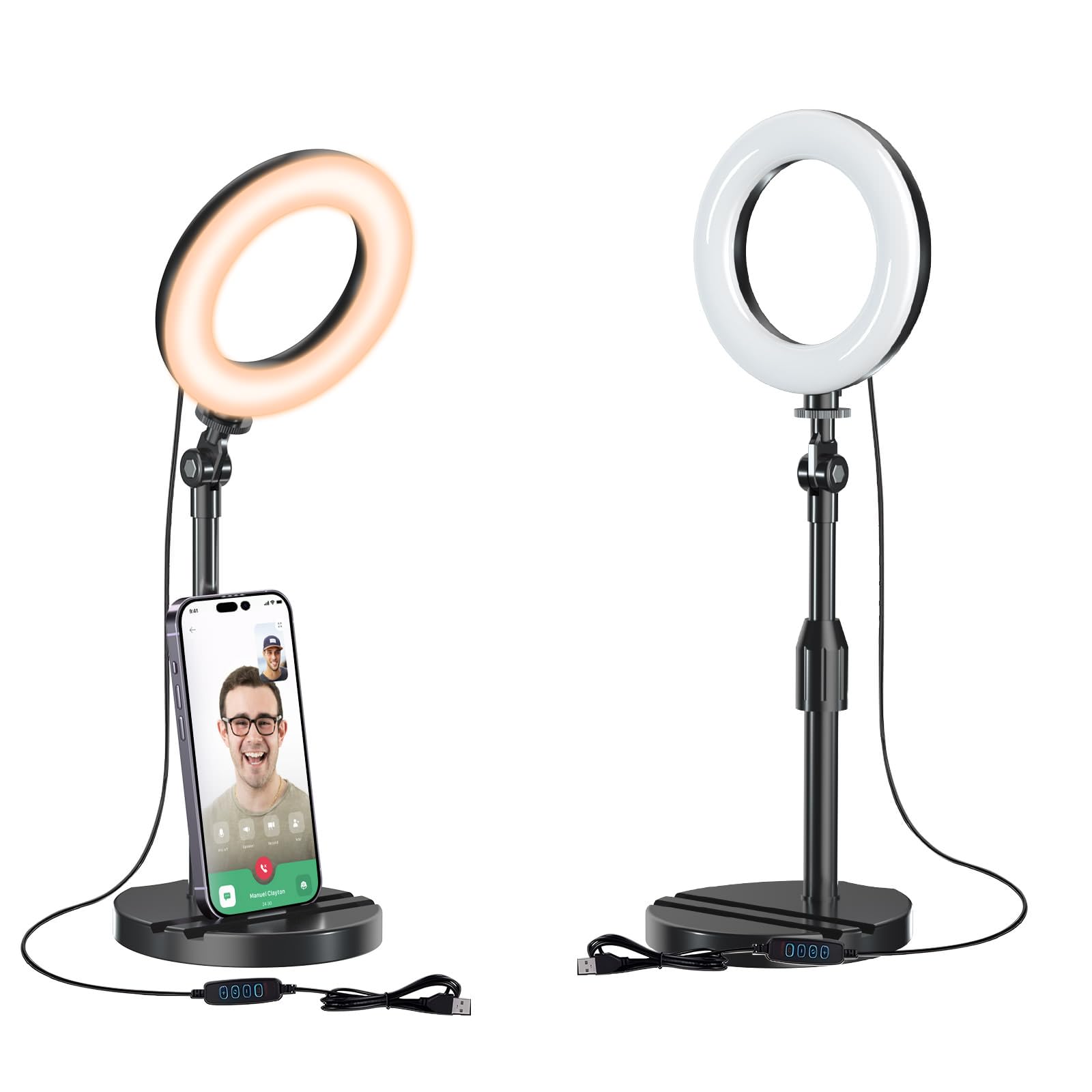 Desk Ring Light with Telescopic Stand for Video Calls