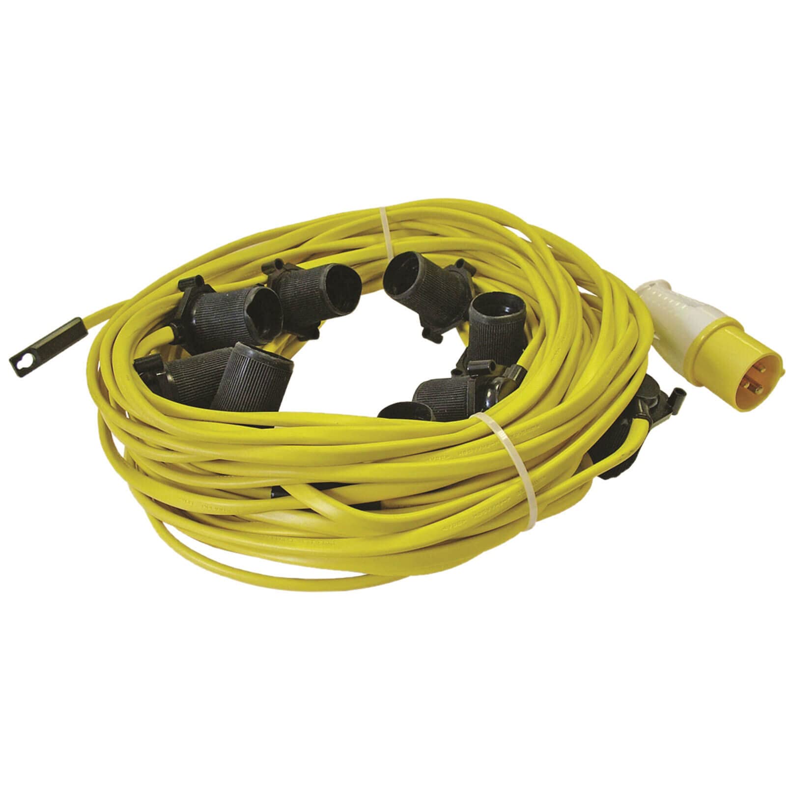 Faithfull 110V Festoon Light Set | 10 E27 Bulbs on 25m Arctic Cable
