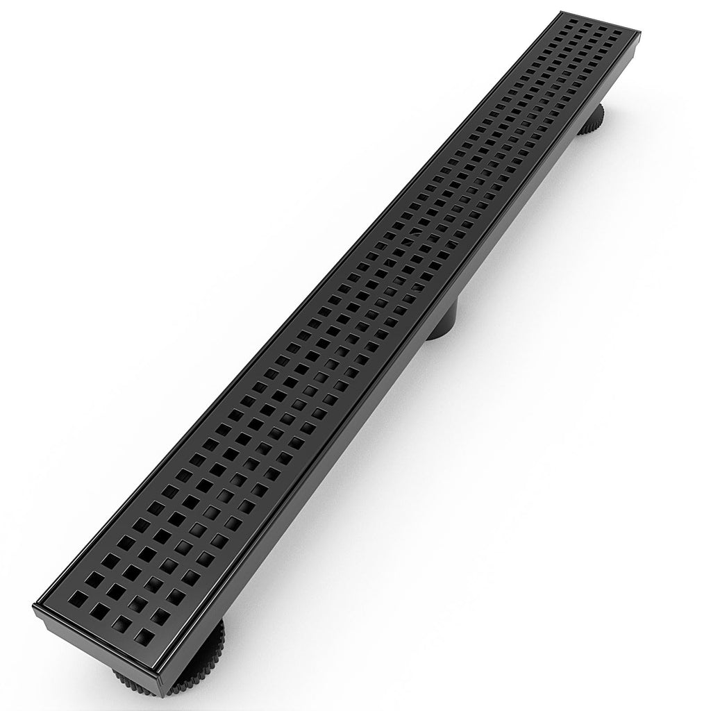 WEBANG 24 Inch Rectangular Linear Shower Floor Drain With Accessories,Quadrato Pattern Grate Removable,Food-grade SUS 304 Stainless - image 1