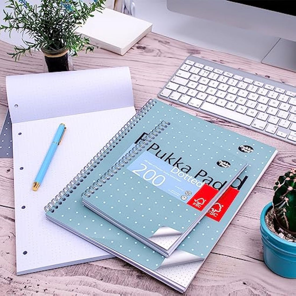 Pukka Pad A5 Dotted Notebook – Metallic Jotta Book 200 Pages, 3 Pack