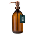 Jolof Store Amber Glass Soap Dispenser | 500ml Bronze Stainless Pump