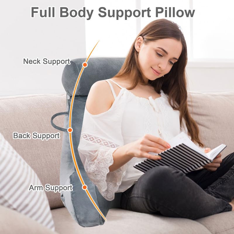 Mingfuxin Reading Pillow | Velvet Bed Backrest with Neck and Arm Support