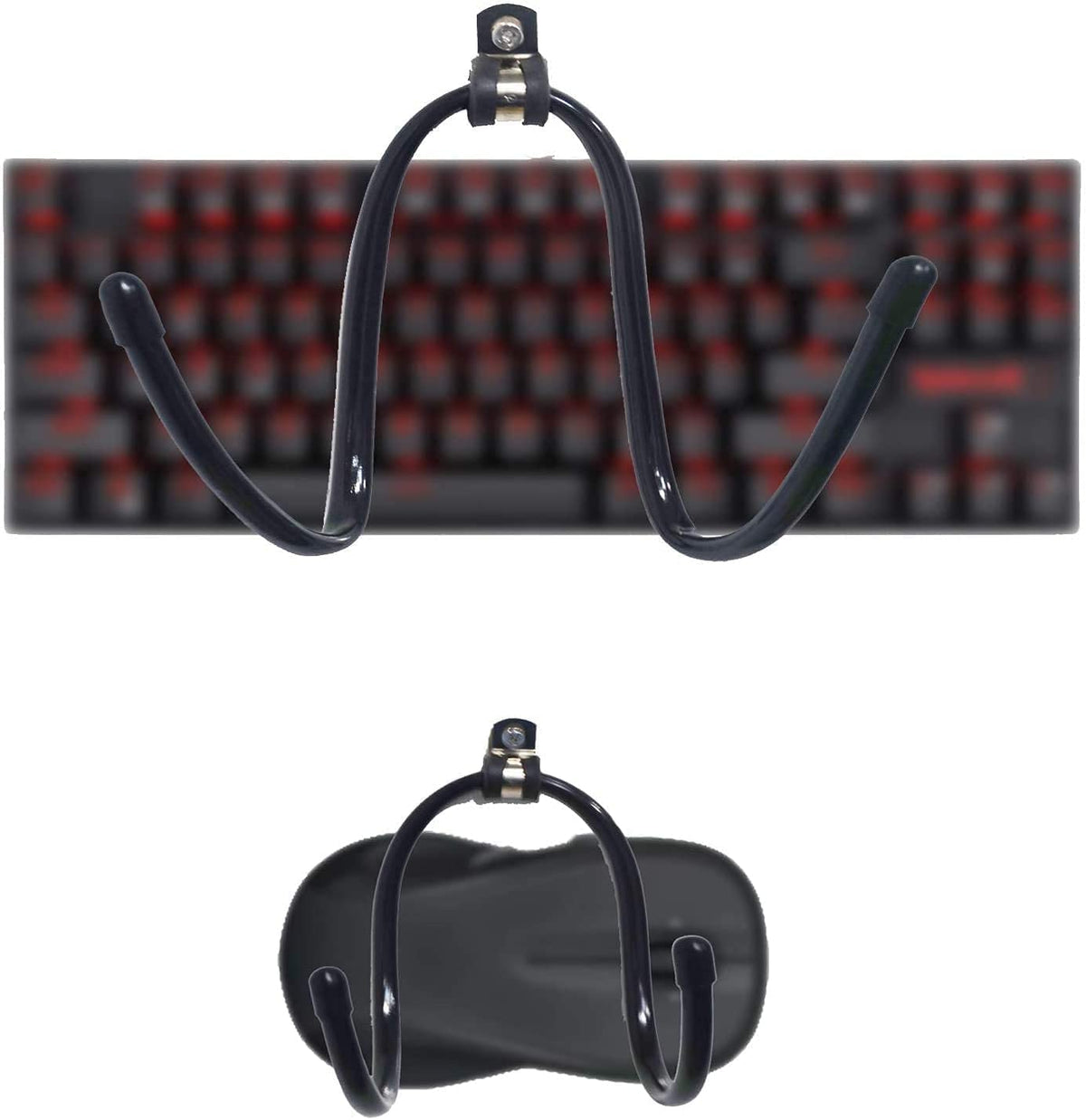 AUXPhome Pack of 2, Universal Keyboard and Mouse Organizer - Wall Mount Clip Hanger Display Storage Holder - No Falling