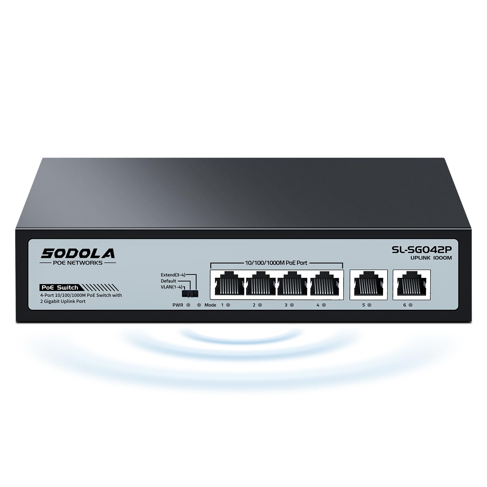 Sodola 6 Port Gigabit PoE Switch | 4 Port PoE+ 65W Metal Fanless