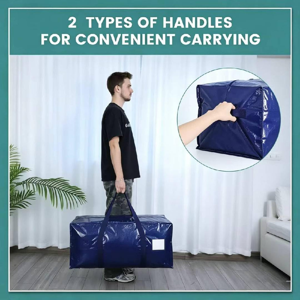 Boyfield Moving Bags 90L 4 Pack Storage Boxes Heavy Duty Packing Boxes with Zips, Clear Moving Boxes Foldable PP Storage Bags for Clothes, Bedding - image 2