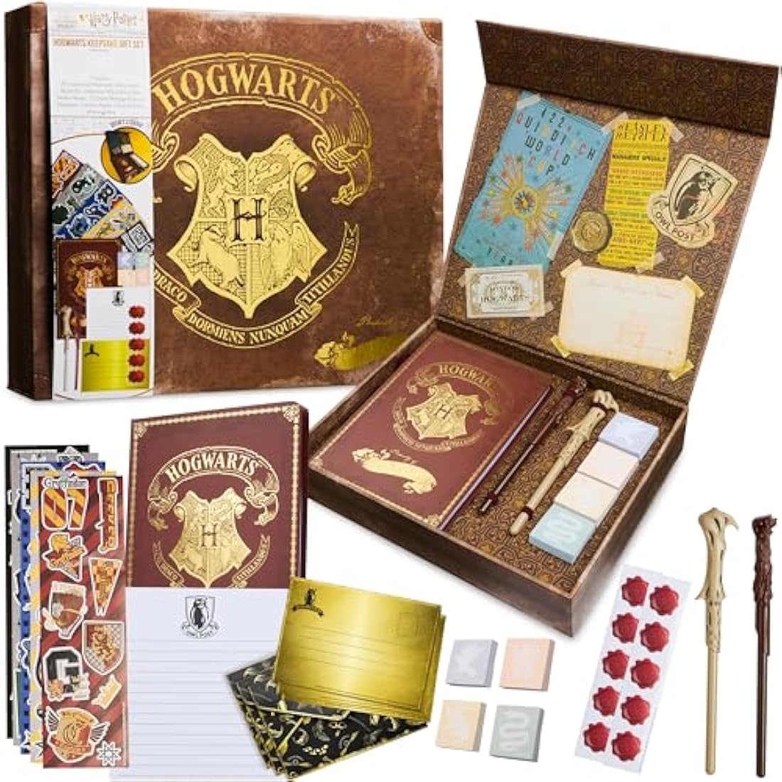 Harry Potter Stationery Gift Set – Hogwarts Keepsake Box with Wand Pens