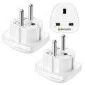 LENCENT UK to EU Travel Adapter – Grounded Type E/F Plug (2-Pack)
