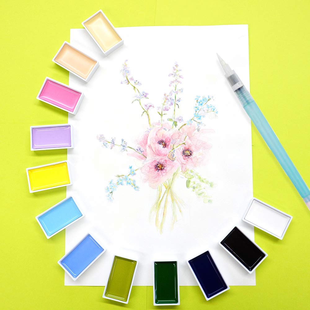 Kuretake ZIG Gansai Tambi Japanese Watercolor Set | 48 Vivid Colors