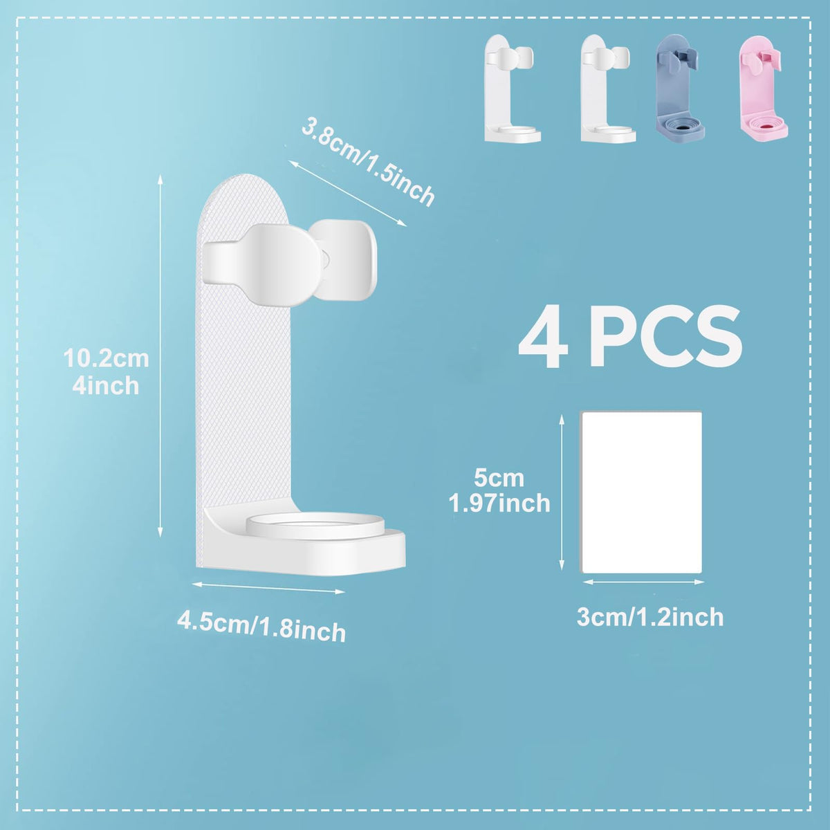 DOETYD 4 Packs Toothbrush Holder Electric Toothbrush Holder Wall Mounted Toothbrush Storage with Adhesive Plastic Electric Toothbrush Stand for - image 2