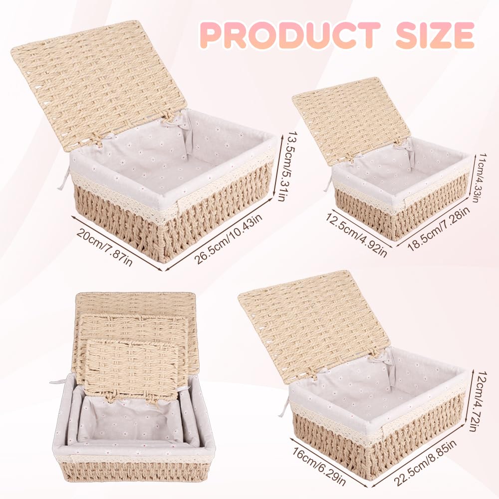 KiKiHong 3 Set Handwoven Storage Baskets With Lids,Basket With Lid - image 2