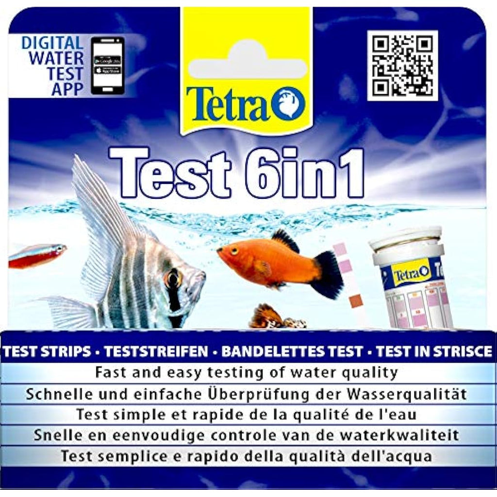 Tetra 6-in-1 Aquarium Test Strips for Water Quality - 25 Count Pack