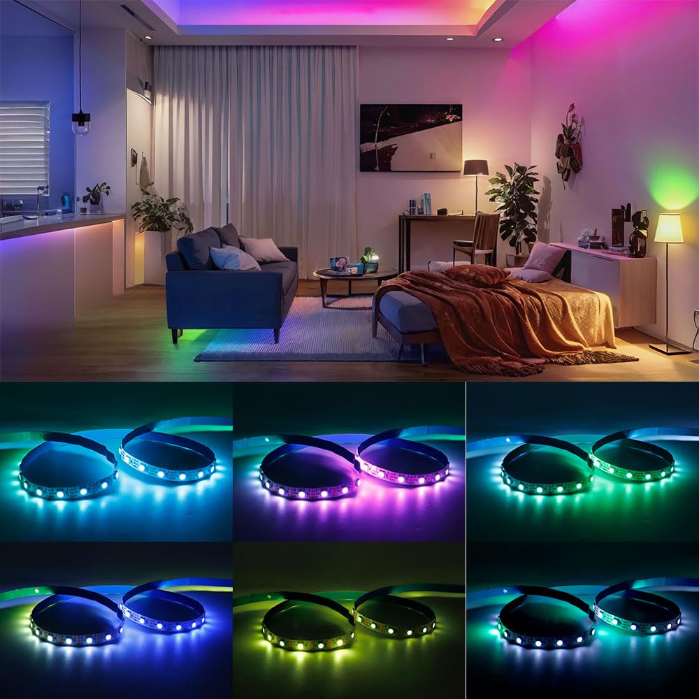 LOAMLIN WS2812B Individually Addressable RGB LED Strip | 16.4FT 60LEDs/m