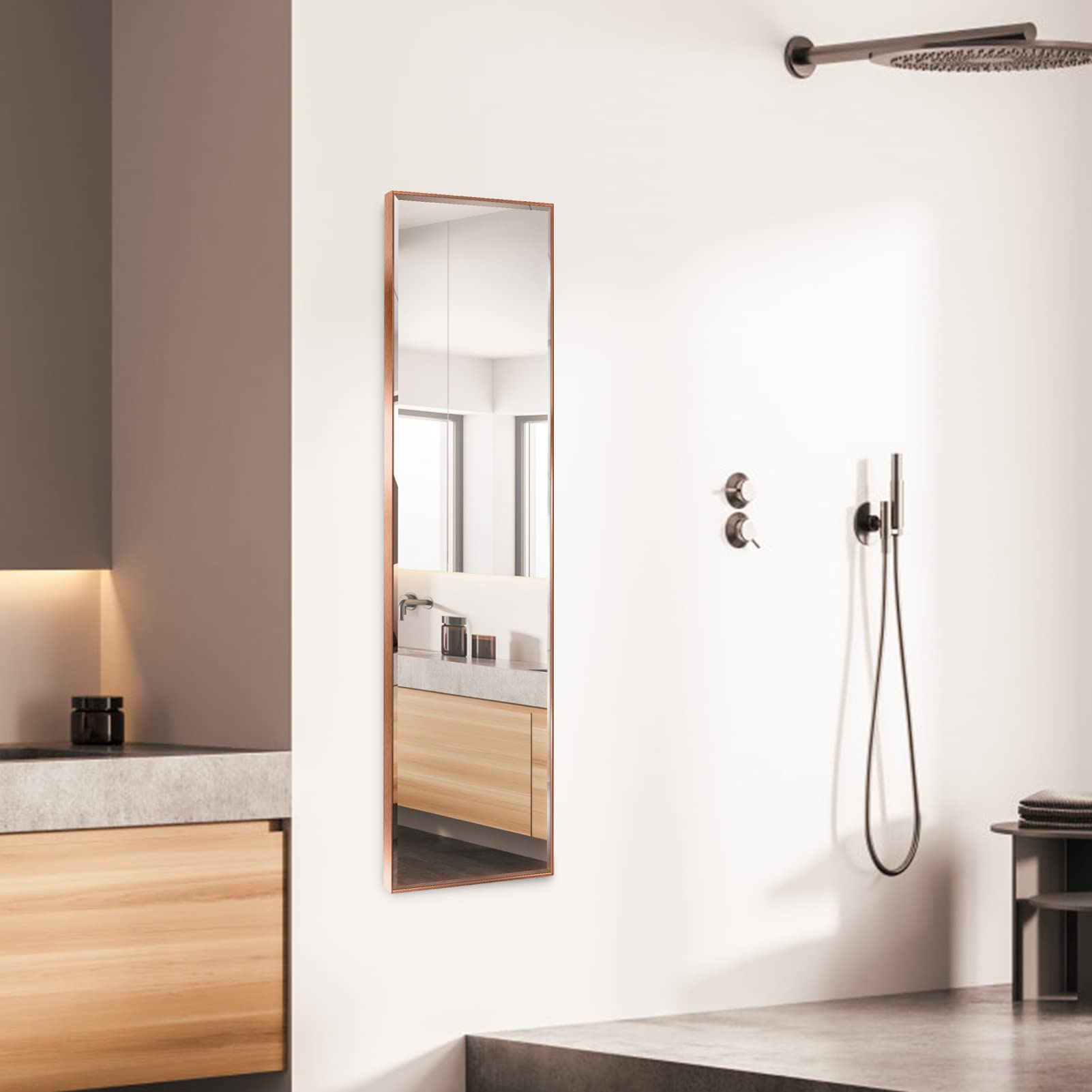 HORLIMER Full Length Wall Mirror – 122x35cm Rose Gold Body Mirror