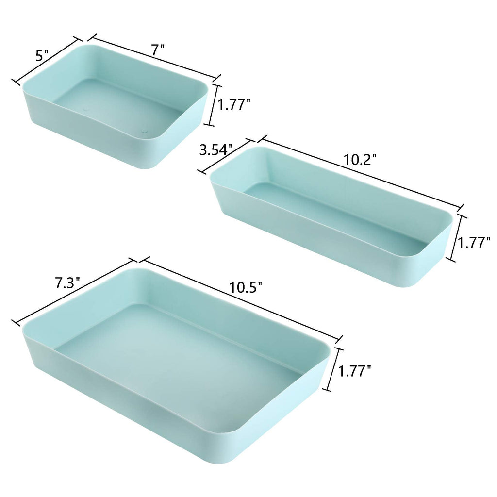 Suwimut 12 Pieces Plastic Drawer Organizer Set, 3 Size Desk Drawer Organizer Divider Trays for Makeup, Jewelry, Utensils, Gadgets - image 2