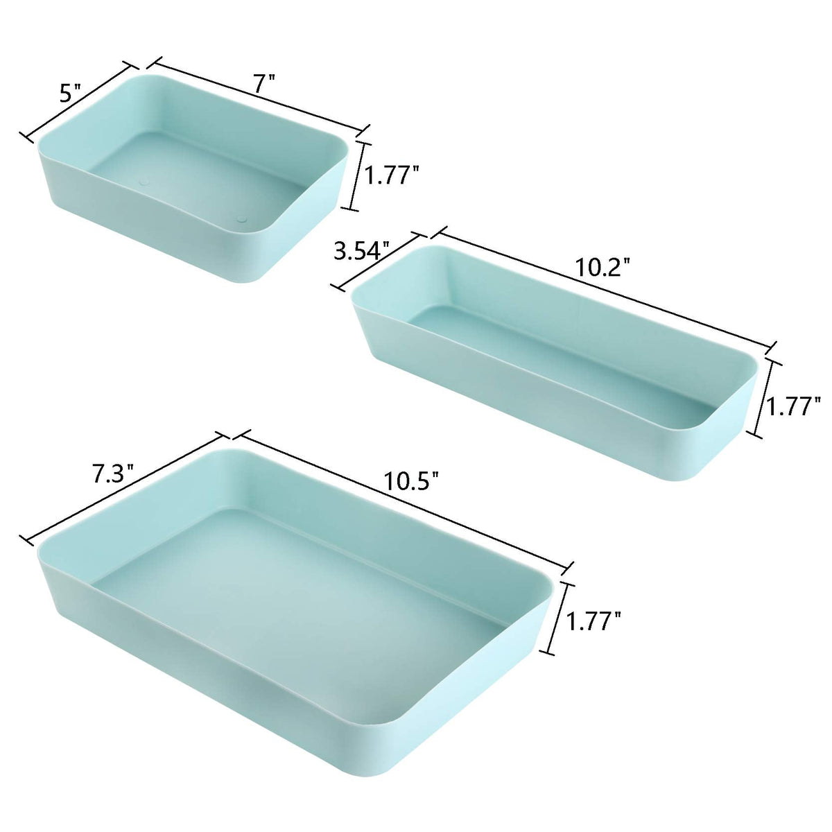 Suwimut 12 Pieces Plastic Drawer Organizer Set, 3 Size Desk Drawer Organizer Divider Trays for Makeup, Jewelry, Utensils, Gadgets - image 2