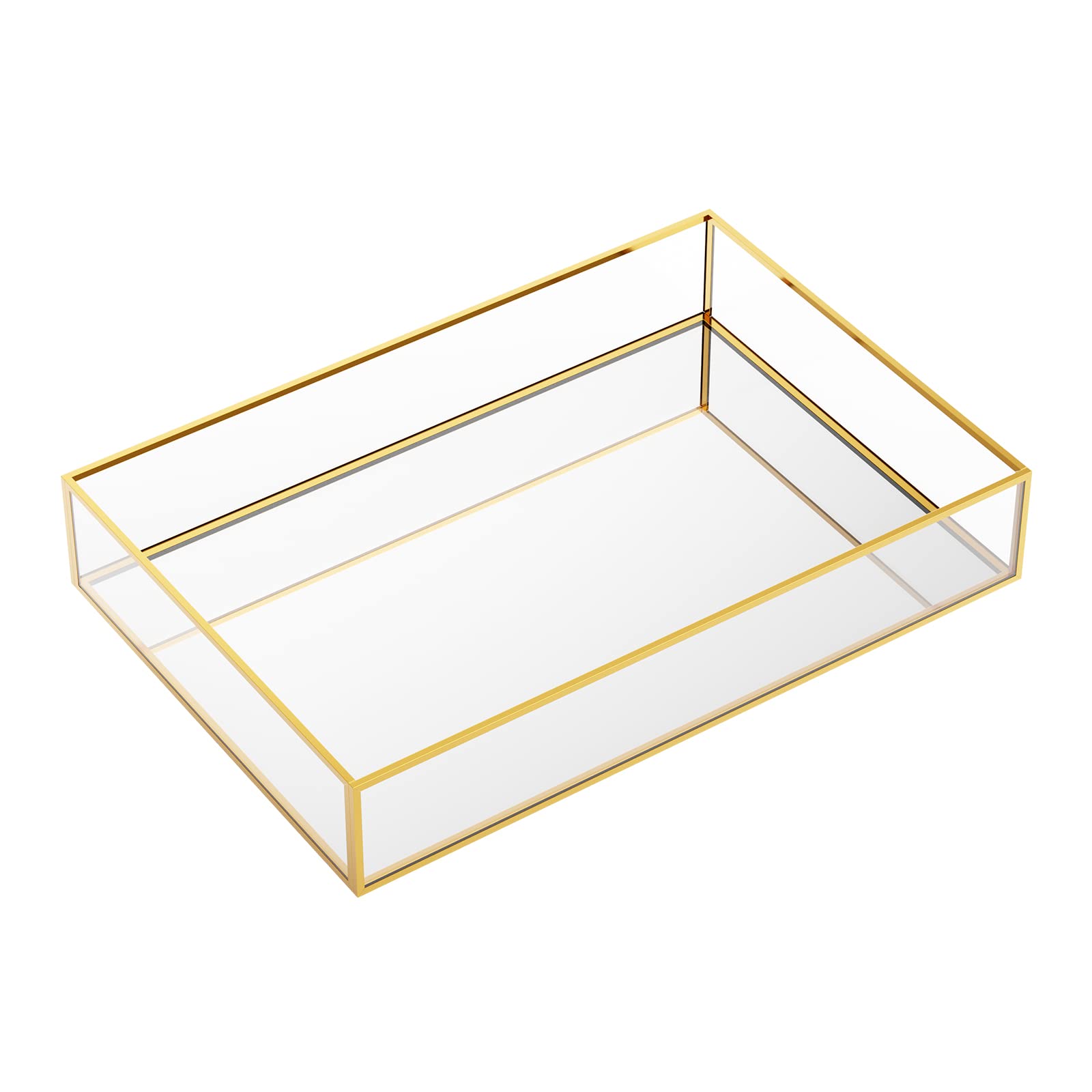 MoYouno Gold Glass Mirror Vanity Tray – Vintage Jewelry & Makeup Organizer