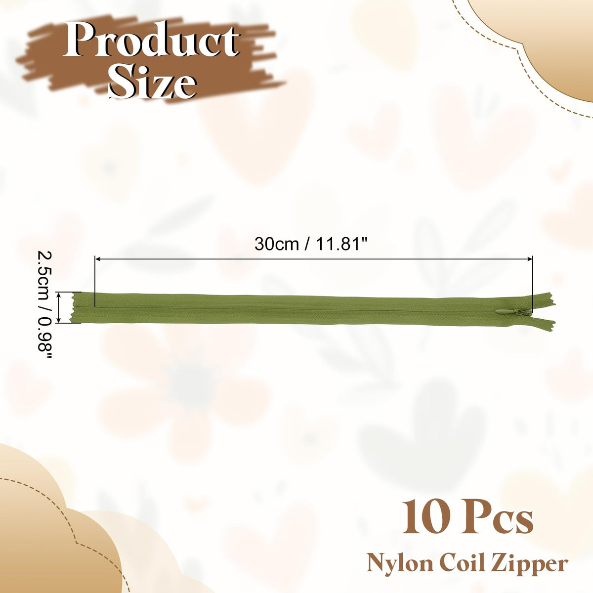 sourcing map 10Pcs 30cm/12-Inch Nylon Coil Zippers, #3 Closed End Separating Jacket Zippers Bulk Frame Replacement for Tailor Sewing Bag Craft - image 2