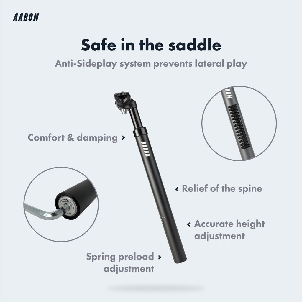 AARON Aluminum Spring Suspension Bike Seatpost | 31.6mm x 350mm MTB