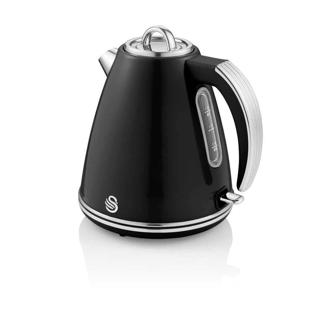 Swan Retro Jug Kettle – 1.5L Fast Boil Electric Kettle, 3KW, Black