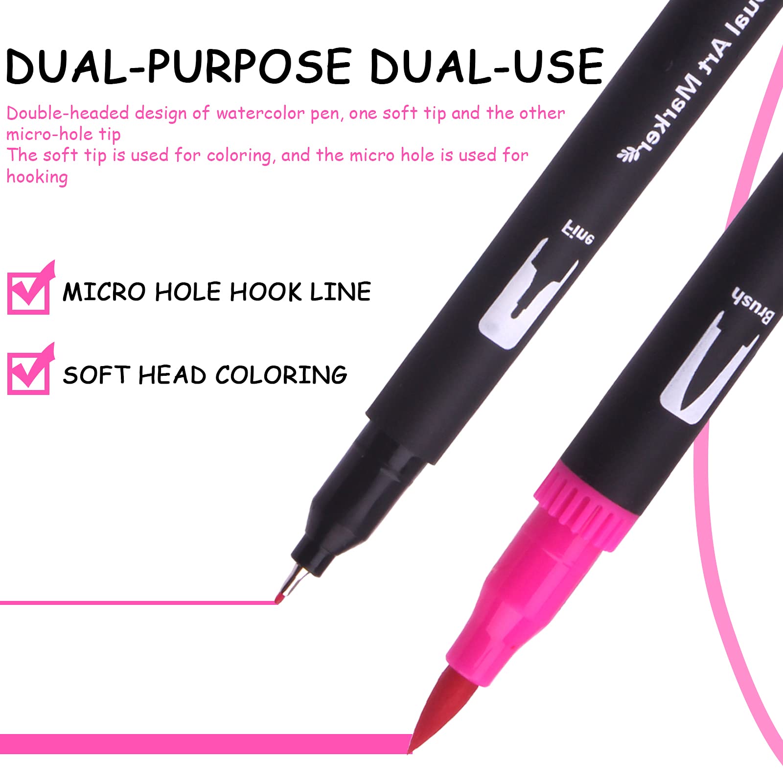 Laconile 132 Dual Tip Brush Pens – Watercolor Markers for Adult Coloring
