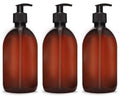 3x 500ml Seifenspender Set | PET Kunststoff Braun & Schwarz