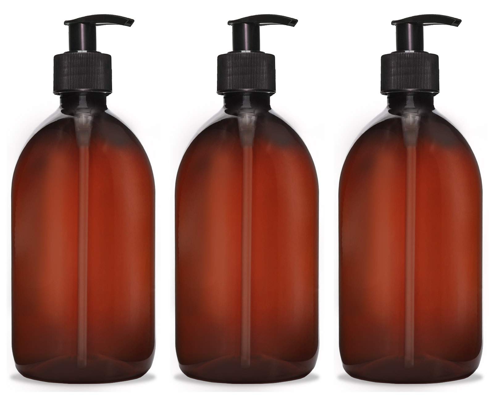 3x 500ml Seifenspender Set | PET Kunststoff Braun & Schwarz