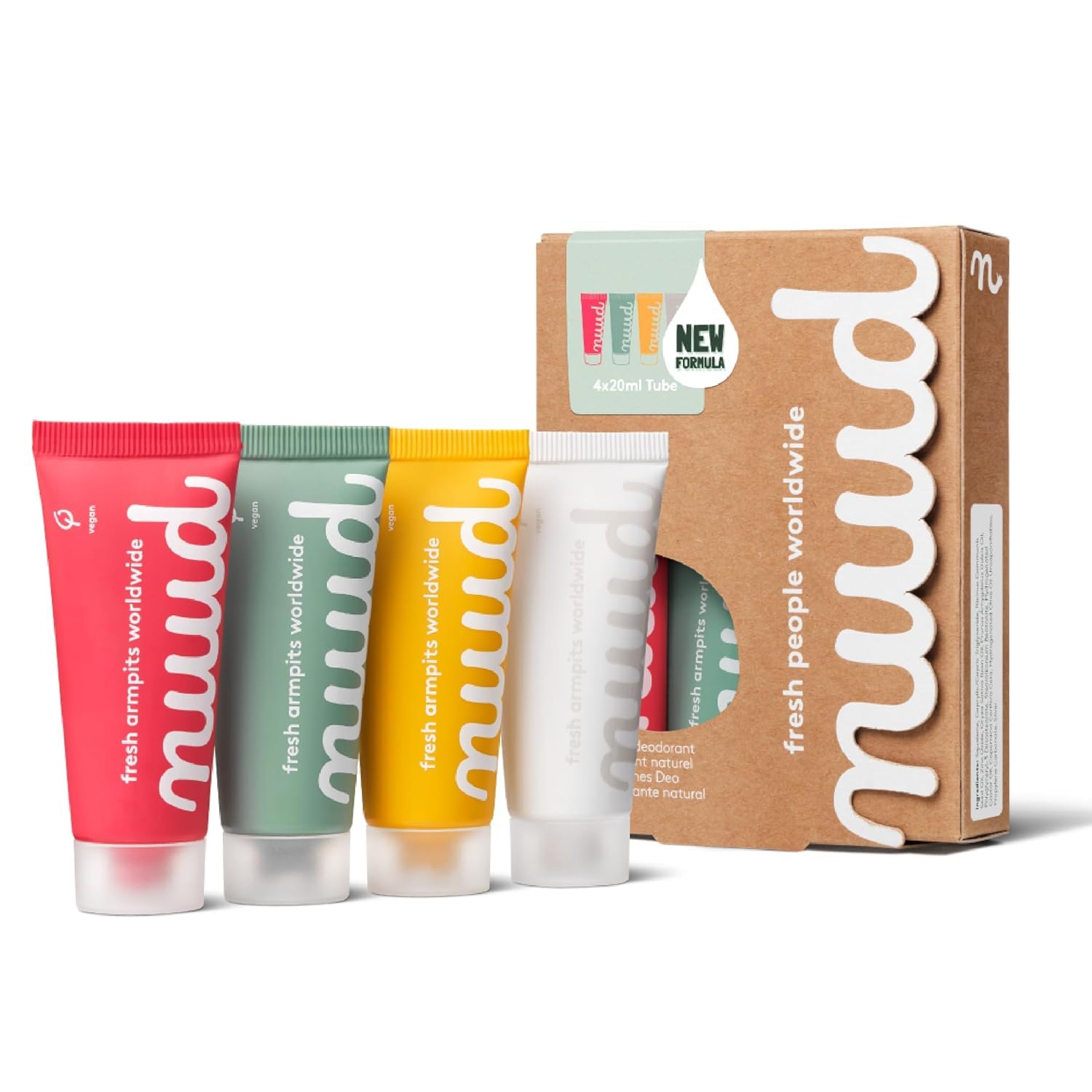 nuud Family Pack Natural Vegan Deodorant Cream - 4 x 20ml Value Set