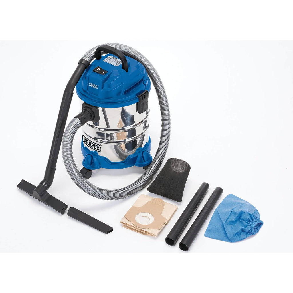 Draper 1250W Wet and Dry Vacuum Cleaner - 20L Tank with Blower Function
