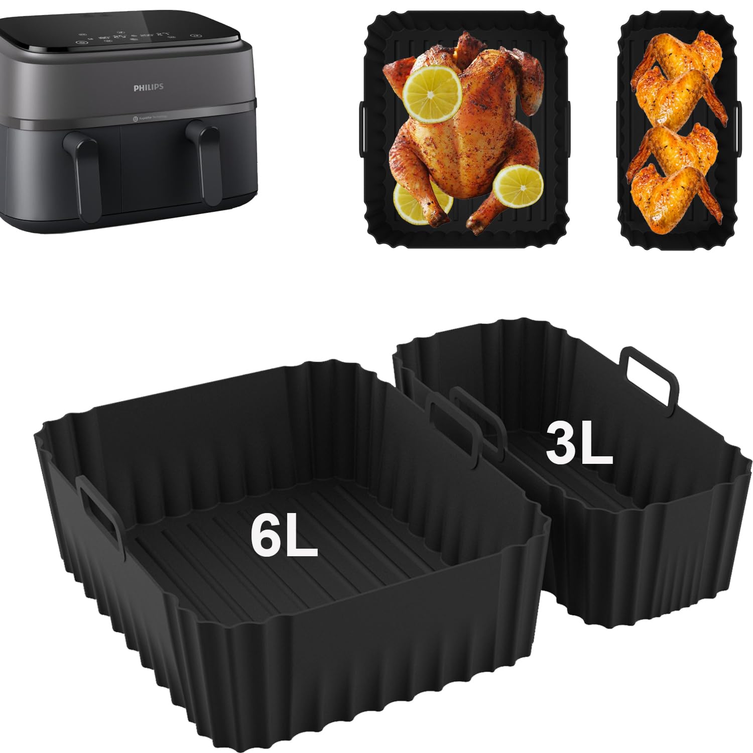 Reusable Silicone Air Fryer Liners for Philips Dual 3000