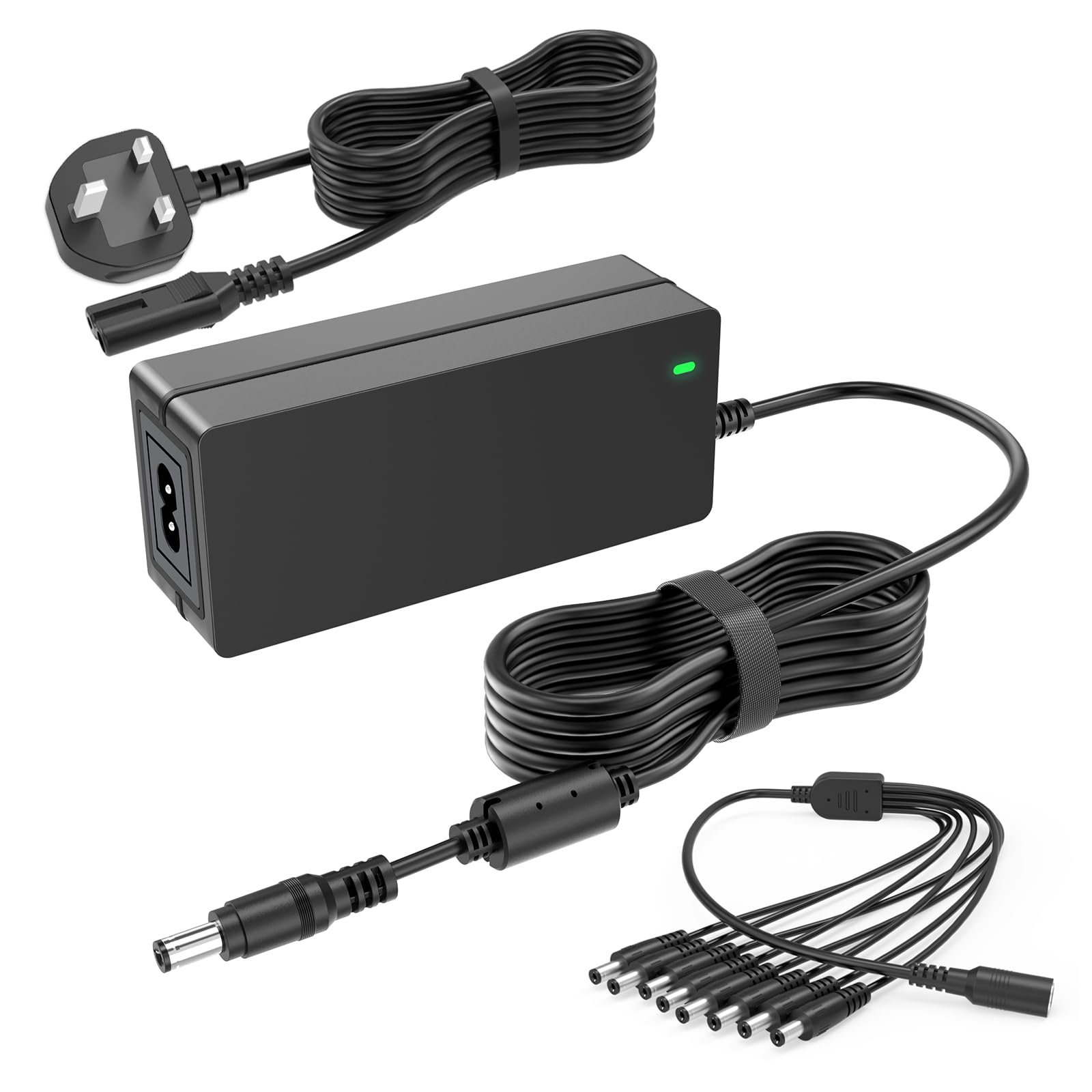 MAREISA 12V 5A CCTV Camera Power Supply with 8-Way Splitter Cable