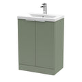 Hudson Reed Fluted 600mm Floor Standing Vanity Unit | Satin Green