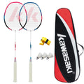 Kawasaki Badminton Racket Set | Carbon Fiber Graphite Shaft with 3 Shuttlecocks