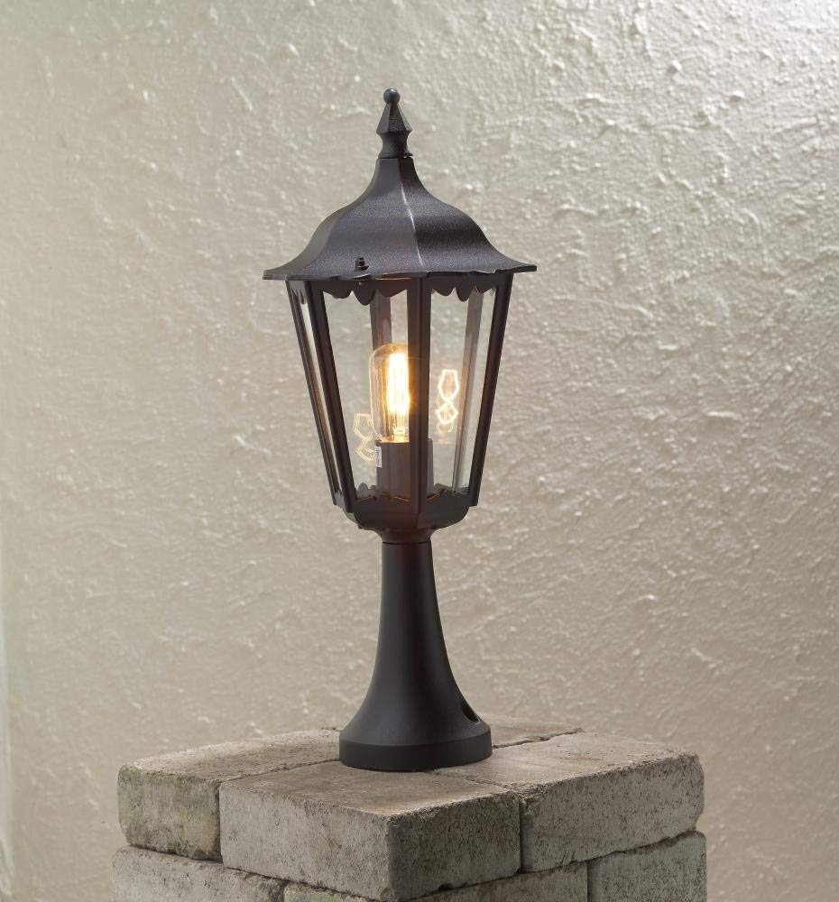 Konstsmide Firenze Outdoor Bollard Light – Matt Black Aluminium Pedestal