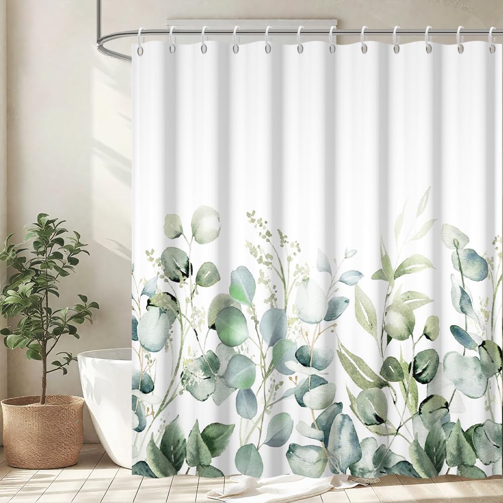 Sage Green Eucalyptus Shower Curtain | Waterproof Polyester