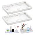 Marble Silicone Vanity Trays – 2-Piece Bathroom Organizer