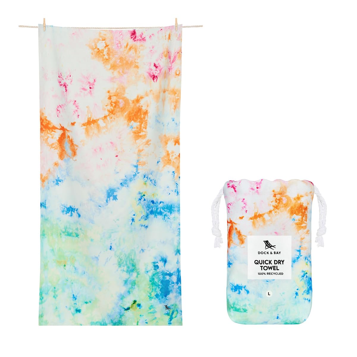 Dock & Bay Sand-Free Beach Towel | Quick Dry Recycled Microfiber – Sunset Splash