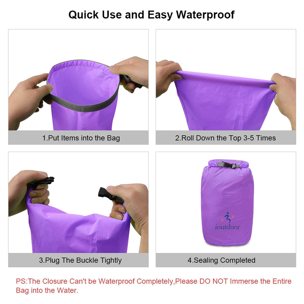 ioutdoor Waterproof Dry Bag Set | 6-Piece Lightweight Sacks 2L-70L