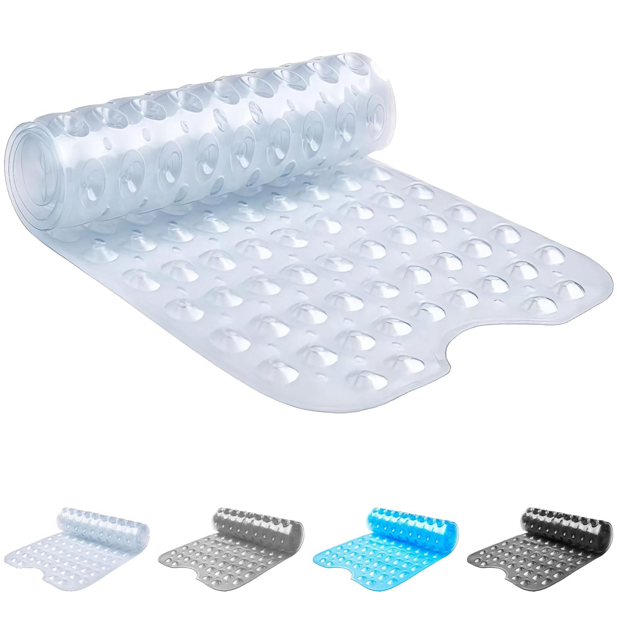ADOV Bath Mat Non Slip, 70x38 cm Extra Long Shower Mat Anti Mould, Bathroom Bathtub Mats for Tub, Strong Suction Cups and Drain Holes - image 1
