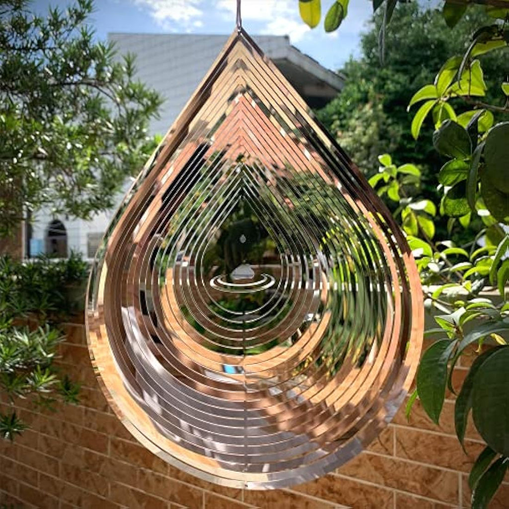 12" 3D Stainless Steel Wind Spinner – Metal Garden Sculpture