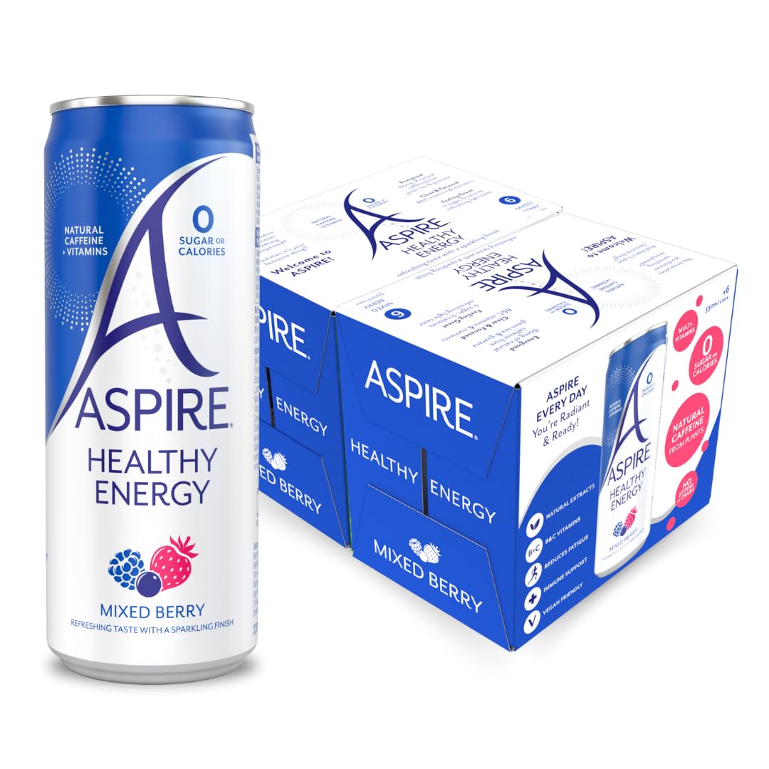 ASPIRE Healthy Energy Drink – Mixed Berry – 12 x 330ml – Zero Sugar