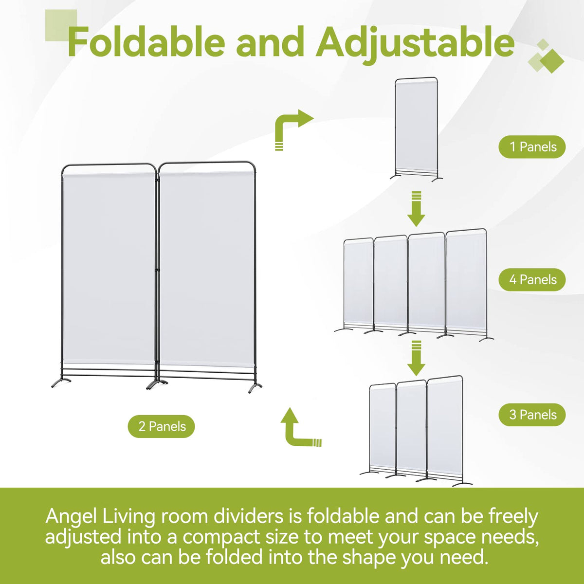 Angel Living 2 Panels Folding Room Divider, Privacy Screen Composed of Polyester Fabric and Sturdy Iron Frame - image 2
