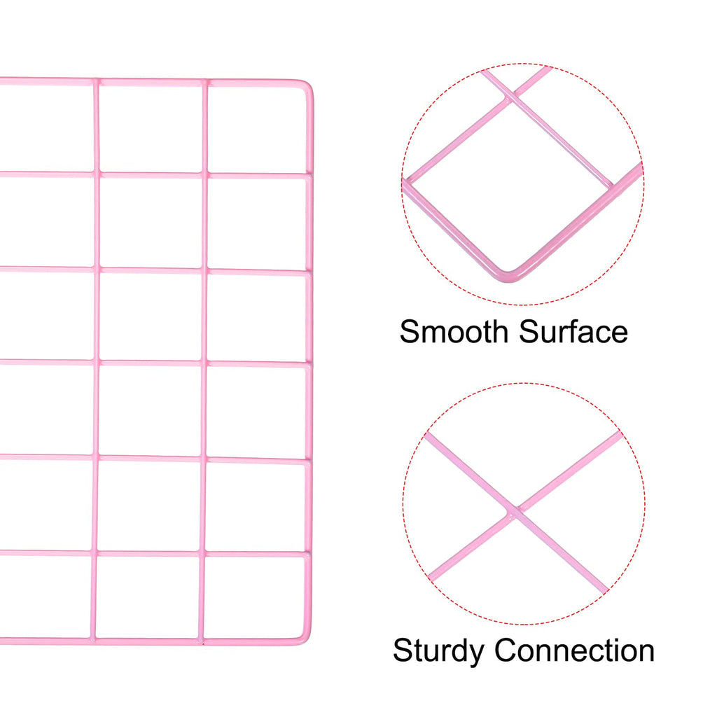 PATIKIL 16"x12" Wire Grid Panel, 2 Pack Wall Grid Decorative Panels Board Photo Pictures Display Decor Hanging Organizer for Home Office, Pink