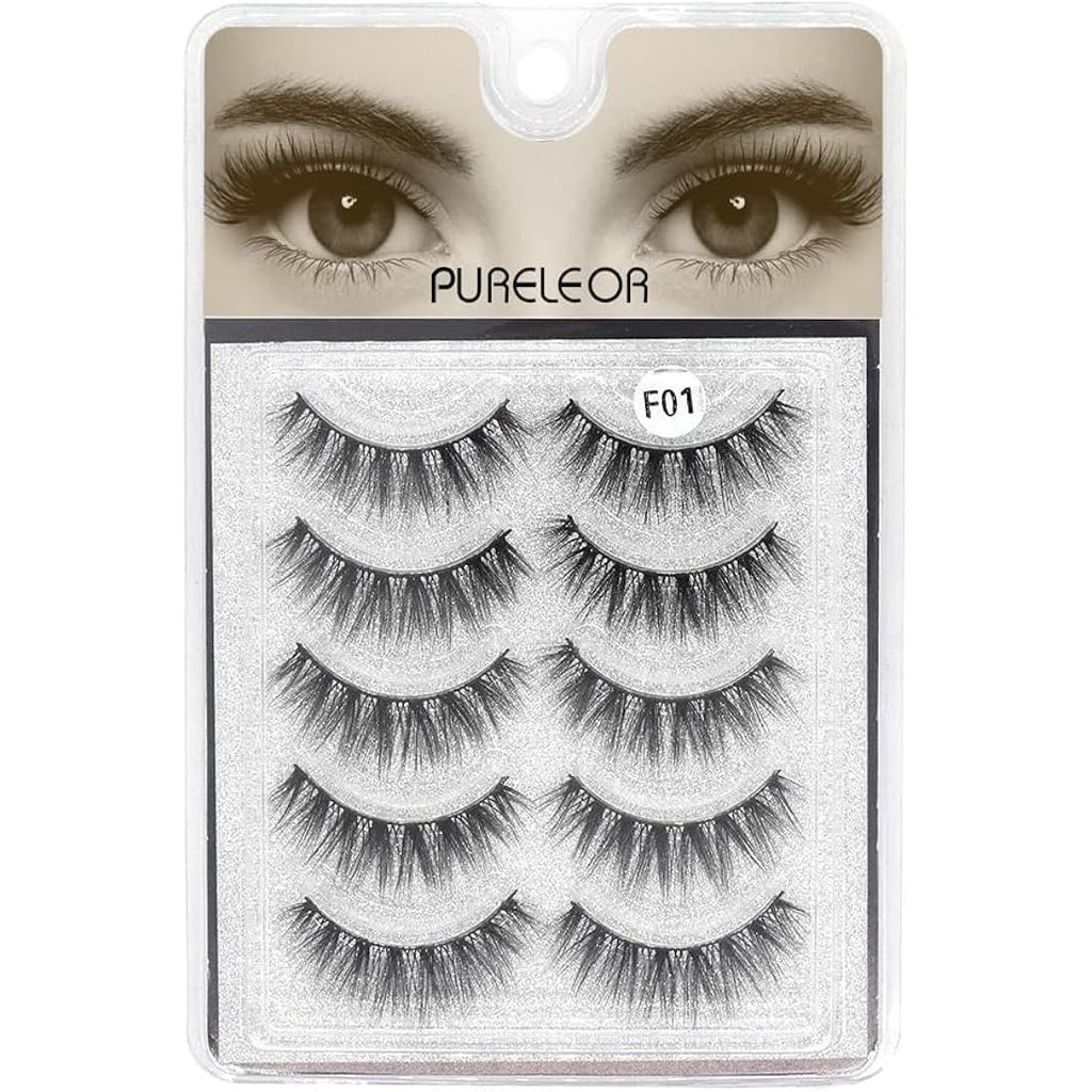 3D Faux Eyelashes – Natural Long Reusable Silk Lashes (5 Pairs)