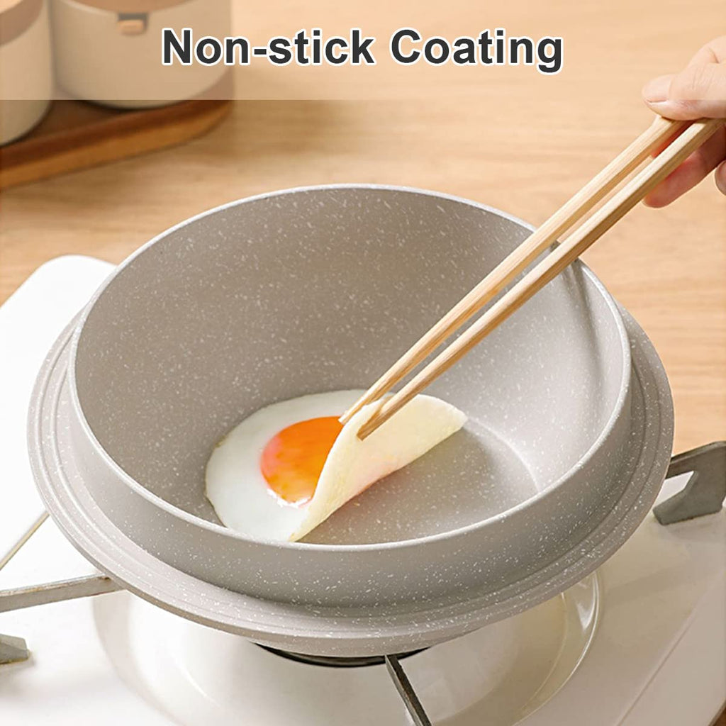 Bobikuke 24cm Non-Stick Cast Aluminum Casserole Dish with Lid – White