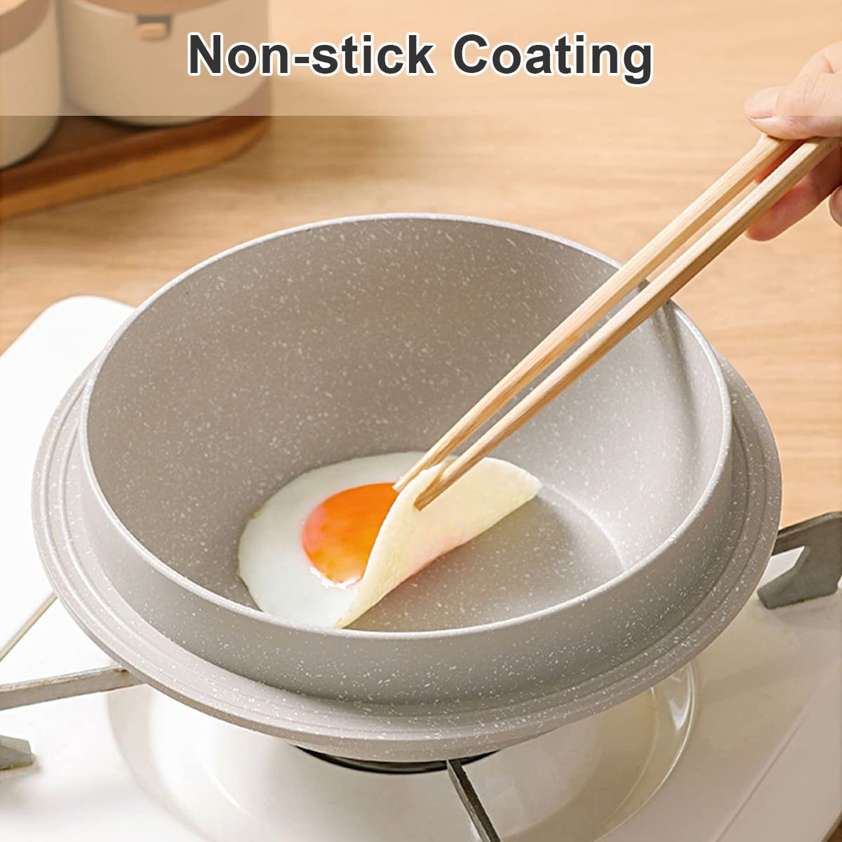 Bobikuke 24cm Non-Stick Cast Aluminum Casserole Dish with Lid – White