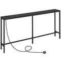 MAHANCRIS 180 CM Narrow Console Table with Power Outlet | Industrial Black