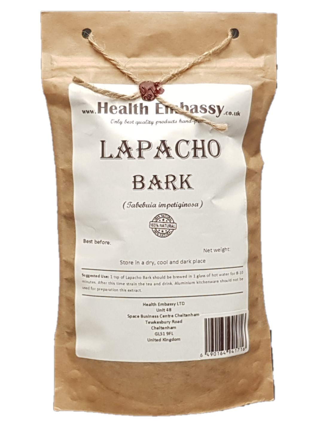 Health Embassy Lapacho Bark (Pau d'Arco) – Natural Loose Leaf Tea 100g