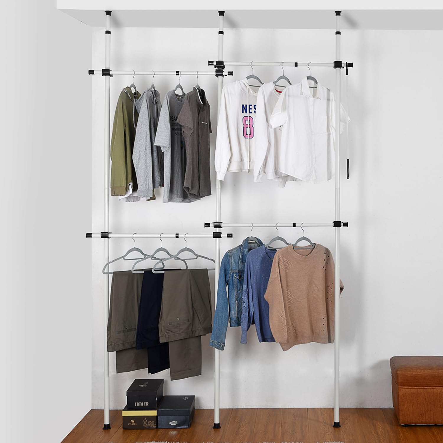 House of Home Heavy Duty Double Telescopic Clothes Rail - Adjustable Rack